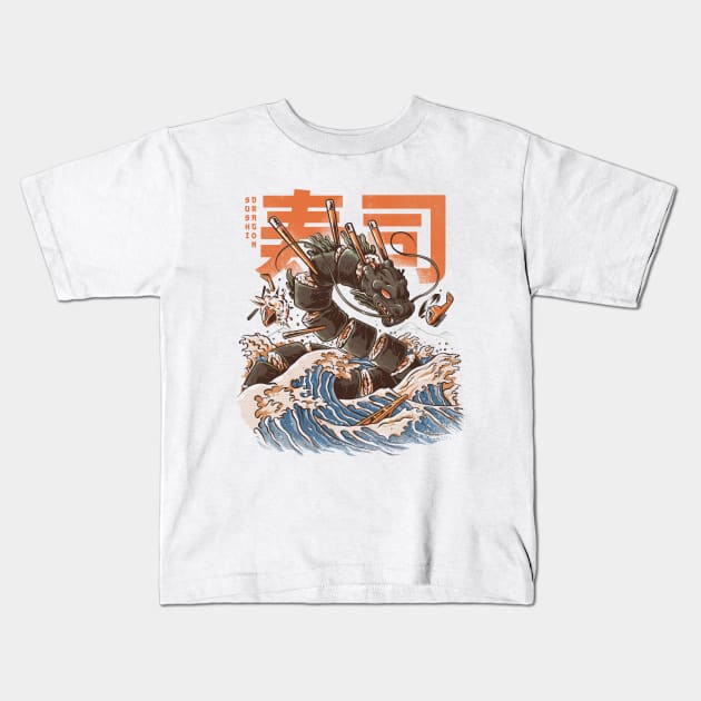 Great Sushi Dragon Kids T-Shirt by Ilustrata